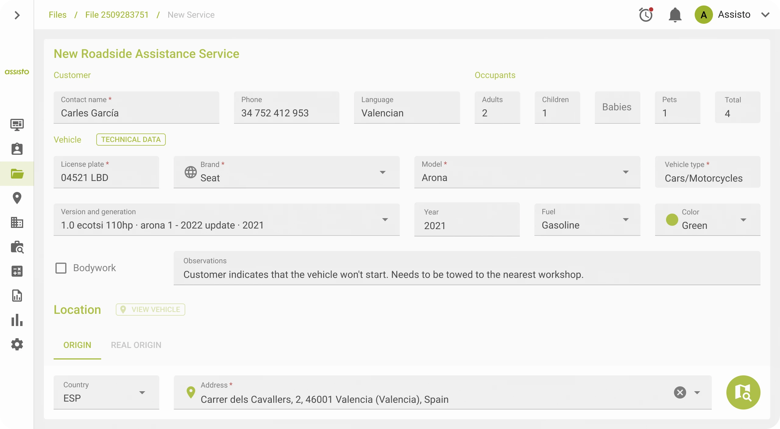 Main image of the Assisto platform
